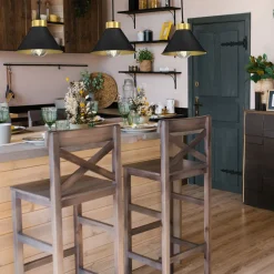 Luminex Hängeleuchte Metall Schwarz Gold 3-flammig E27 RIAN< Hängelampen|Esszimmer Lampen