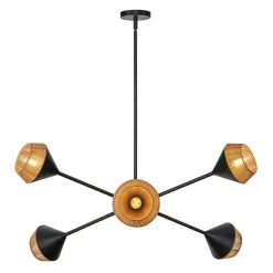 Hängelampen|Esszimmer Lampen*Elstead Hängeleuchte Metall Seil H: max. 162,5 cm Schwarz Beige E14