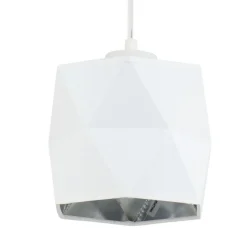 TK Lighting Hängeleuchte Metall Stoff E27 in Weiß Silber< Hängelampen|Bürolampen