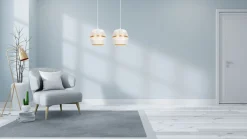 Hängelampen|Bürolampen*Belis Hängeleuchte Metall Weiß Gold E27 50 cm lang 2-flammig