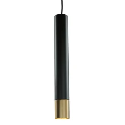 Moderne Lampen|Esszimmer Lampen*Luminex Hängeleuchte Metall Zylinder Schwarz Gold Modern GU10