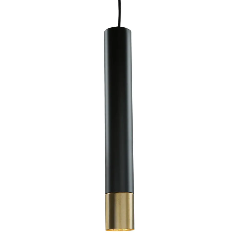 Moderne Lampen|Esszimmer Lampen*Luminex Hängeleuchte Metall Zylinder Schwarz Gold Modern GU10