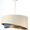 Bürolampen|Schlafzimmer Lampen*BPS Koncept Hängeleuchte Modern Ø 50 cm Stoff Creme Blau Gold E27