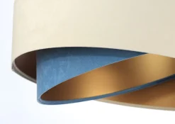 Bürolampen|Schlafzimmer Lampen*BPS Koncept Hängeleuchte Modern Ø 50 cm Stoff Creme Blau Gold E27