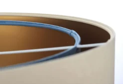 Bürolampen|Schlafzimmer Lampen*BPS Koncept Hängeleuchte Modern Ø 50 cm Stoff Creme Blau Gold E27