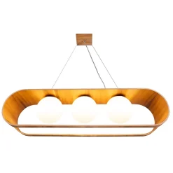 Hängelampen|Bürolampen*Elstead Hängeleuchte Modern B: 85 cm Furnier aus Teak Holz Glas 3x E27
