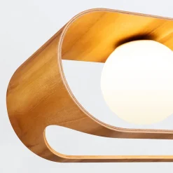 Hängelampen|Bürolampen*Elstead Hängeleuchte Modern B: 85 cm Furnier aus Teak Holz Glas 3x E27