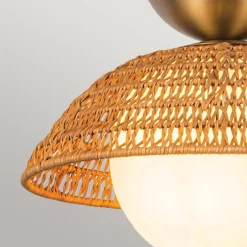 Elstead Hängeleuchte Rattan Glas Metall Ø 37,5 cm H: max. 147,9 cm E27< Hängelampen|Esszimmer Lampen