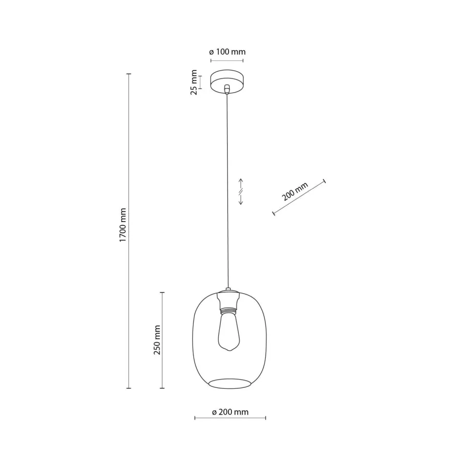 Hängelampen|Esszimmer Lampen*TK Lighting Hängeleuchte Rauchglas Ø 20 cm H: max. 1,7 m verstellbar E27