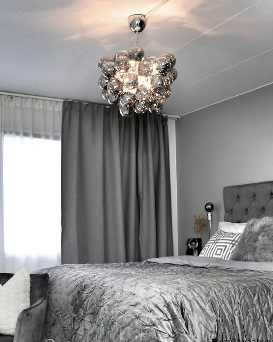 Hängelampen|Wohnzimmerlampen*By Rydéns Hängeleuchte Rauchglas 50 cm breit 8x G9 Modern Chrom Grau