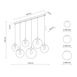 TK Lighting Hängeleuchte Rauchglas 130 cm lang H: max. 1,5 m verstellbar< Hängelampen|Esszimmer Lampen