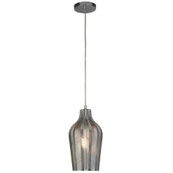 Hängelampen|Wohnzimmerlampen*Searchlight Hängeleuchte Rauchglas E27 Ø 17,5 cm Chrom Grau BRODY