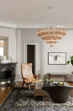 Hängelampen|Wohnzimmerlampen*By Rydéns Hängeleuchte Rauchglas Metall rund Ø 100 cm 8x E27