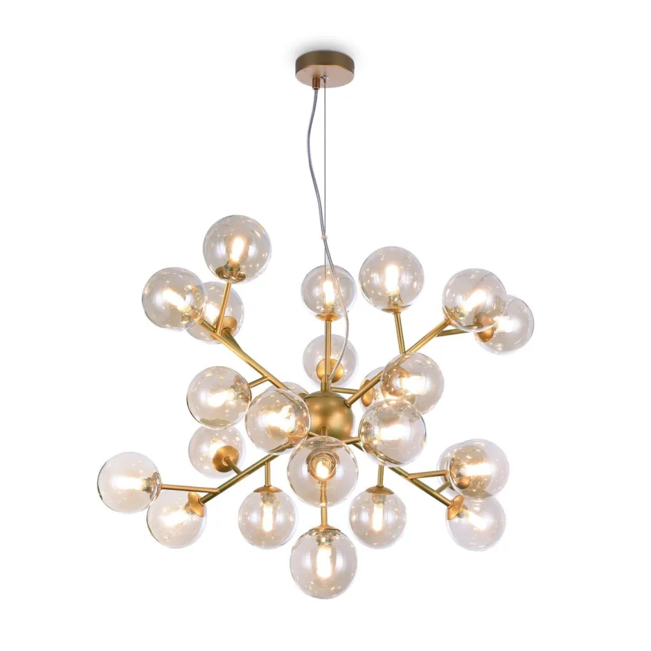 Hängelampen|Esszimmer Lampen*Maytoni Hängeleuchte Rauchglas Metall G9 B: 65 cm Kugel Schirm