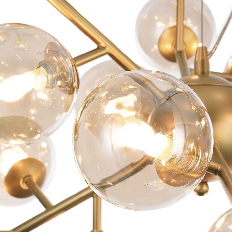 Hängelampen|Esszimmer Lampen*Maytoni Hängeleuchte Rauchglas Metall G9 B: 65 cm Kugel Schirm