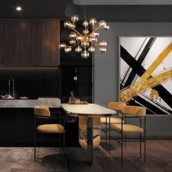 Hängelampen|Esszimmer Lampen*Maytoni Hängeleuchte Rauchglas Metall G9 B: 65 cm Kugel Schirm