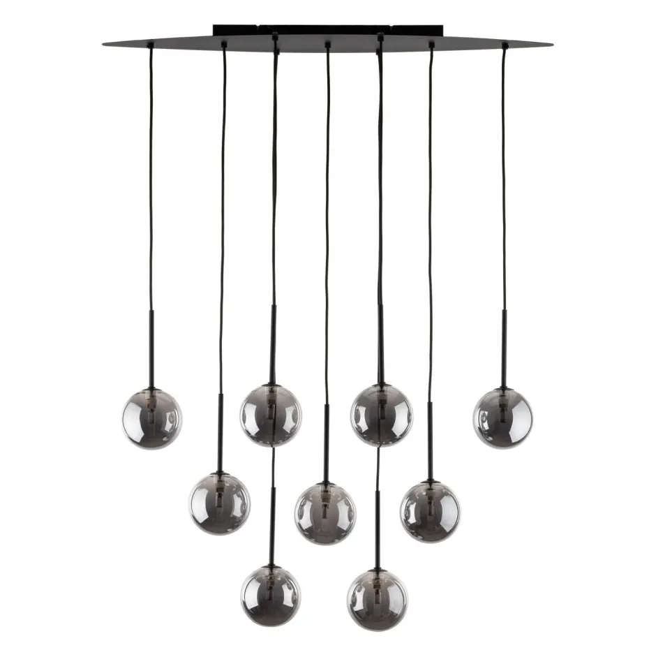 Hängelampen|Esszimmer Lampen*TK Lighting Hängeleuchte Rauchglas Metall höhenverstellbar Schwarz Grau