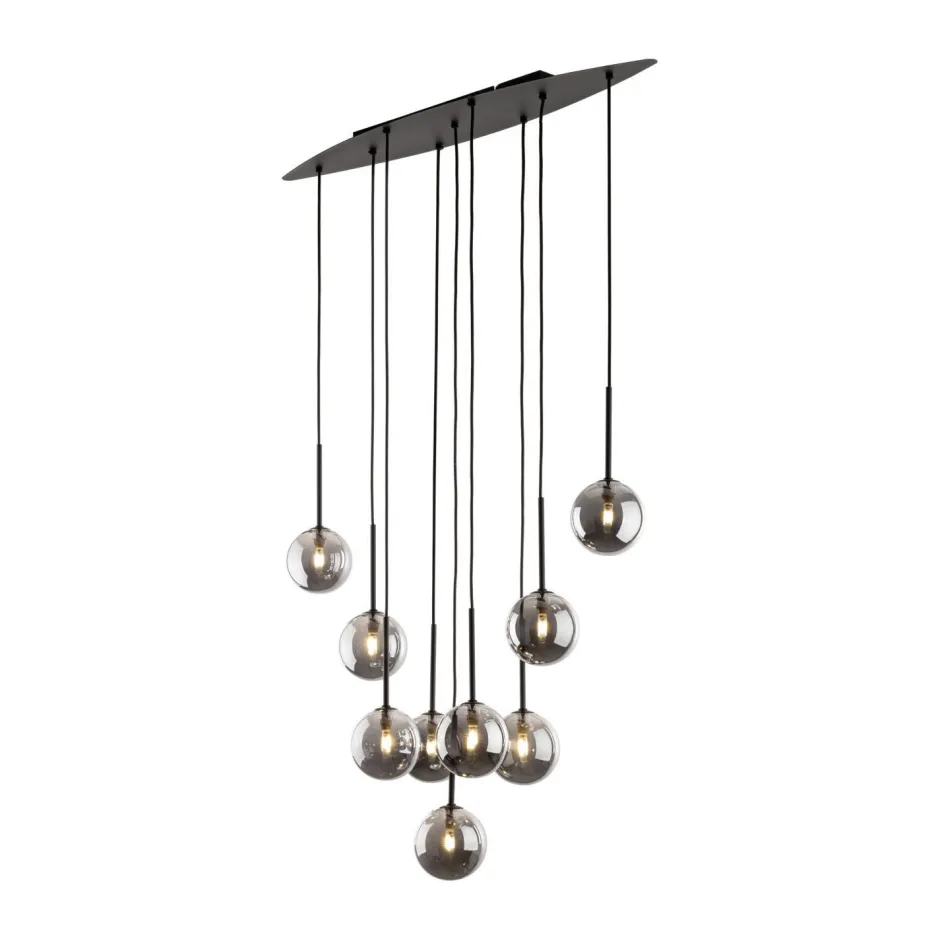 Hängelampen|Esszimmer Lampen*TK Lighting Hängeleuchte Rauchglas Metall höhenverstellbar Schwarz Grau