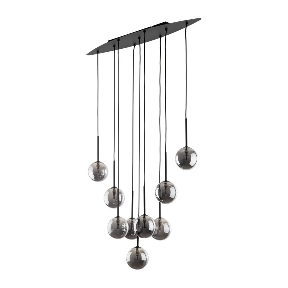 Hängelampen|Esszimmer Lampen*TK Lighting Hängeleuchte Rauchglas Metall höhenverstellbar Schwarz Grau