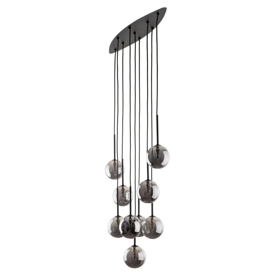 Hängelampen|Esszimmer Lampen*TK Lighting Hängeleuchte Rauchglas Metall höhenverstellbar Schwarz Grau