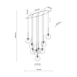 Hängelampen|Esszimmer Lampen*TK Lighting Hängeleuchte Rauchglas Metall höhenverstellbar Schwarz Grau