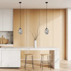 Emibig Hängeleuchte Rauchglas Schirm Ø 12 cm Schwarz Grau< Hängelampen|Bürolampen