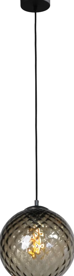Hängelampen|Kugellampen*Masterlight Hängeleuchte Rauchglas Schwarz Ø 30 cm E27 EASTON
