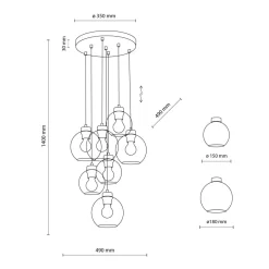 TK Lighting Hängeleuchte Rauchglas 7x E27 verstellbar Kugelschirme< Hängelampen|Esszimmer Lampen