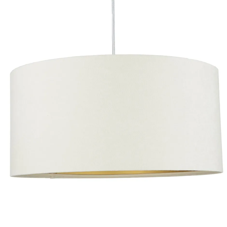 BPS Koncept Hängeleuchte Retro Creme Gold Stoff rund Esszimmer< Hängelampen|Esszimmer Lampen
