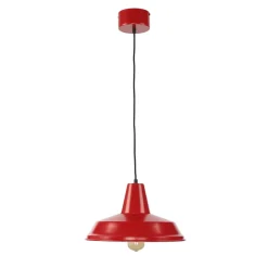 Vintage Lampen|Industrie Lampen*Luminex Hängeleuchte Rot Metall Vintage Mid Century Design