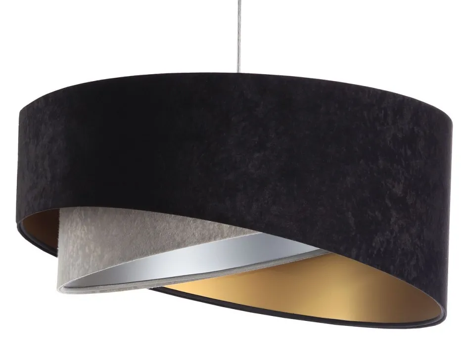 BPS Koncept Hängeleuchte rund Ø 50 cm E27 Stoff Schwarz Gold Grau Silber< Hängelampen|Bürolampen