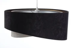 BPS Koncept Hängeleuchte rund Ø 50 cm E27 Stoff Schwarz Gold Grau Silber< Hängelampen|Bürolampen