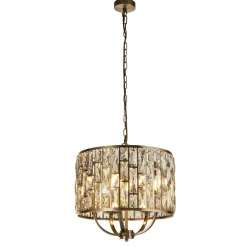 Hängelampen|Esszimmer Lampen*Searchlight Hängeleuchte rund Ø 44 cm Kristall in Messing Creme 5x E14