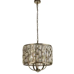 Hängelampen|Esszimmer Lampen*Searchlight Hängeleuchte rund Ø 44 cm Kristall in Messing Creme 5x E14