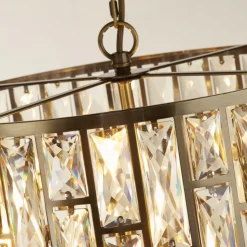 Hängelampen|Esszimmer Lampen*Searchlight Hängeleuchte rund Ø 44 cm Kristall in Messing Creme 5x E14