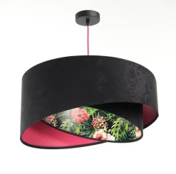 Hängelampen|Bürolampen*BPS Koncept Hängeleuchte rund Ø 50 cm Stoff Velours Optik Tropical E27