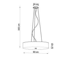 Sollux Hängeleuchte rund Ø 60 cm Stoff Glas 5x E27 Schwarz< Hängelampen|Esszimmer Lampen