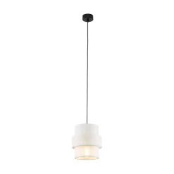 Hängelampen|Bürolampen*TK Lighting Hängeleuchte rund Ø 20 cm Weiß Schwarz E27 Stoff Metall