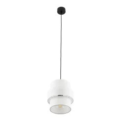 Hängelampen|Bürolampen*TK Lighting Hängeleuchte rund Ø 20 cm Weiß Schwarz E27 Stoff Metall