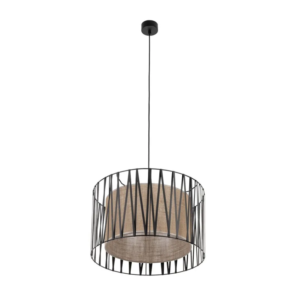 TK Lighting Hängeleuchte rund Ø 50 cm 3x E27 Schwarz Braun Modern< Hängelampen|Bürolampen