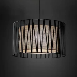 TK Lighting Hängeleuchte rund Ø 50 cm 3x E27 Schwarz Braun Modern< Hängelampen|Bürolampen
