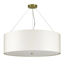 Hängelampen|Esszimmer Lampen*Elstead Hängeleuchte rund Ø76cm Stoffschirm Creme Messing antik