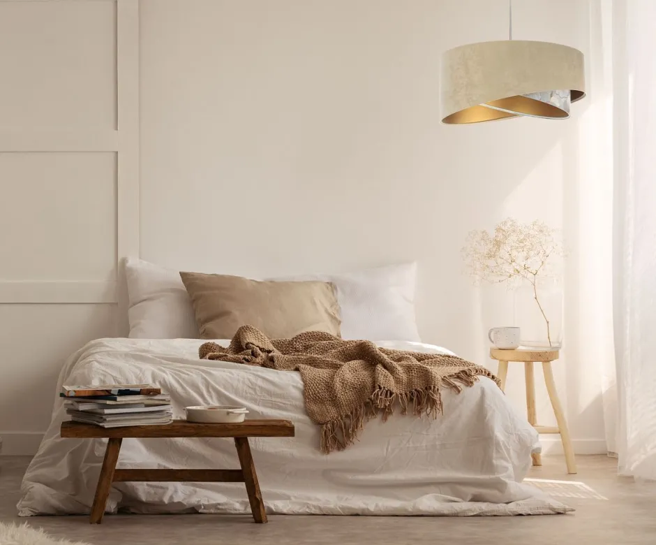 BPS Koncept Hängeleuchte rund D: 50 cm E27 Stoff Velours Optik< Bürolampen|Schlafzimmer Lampen