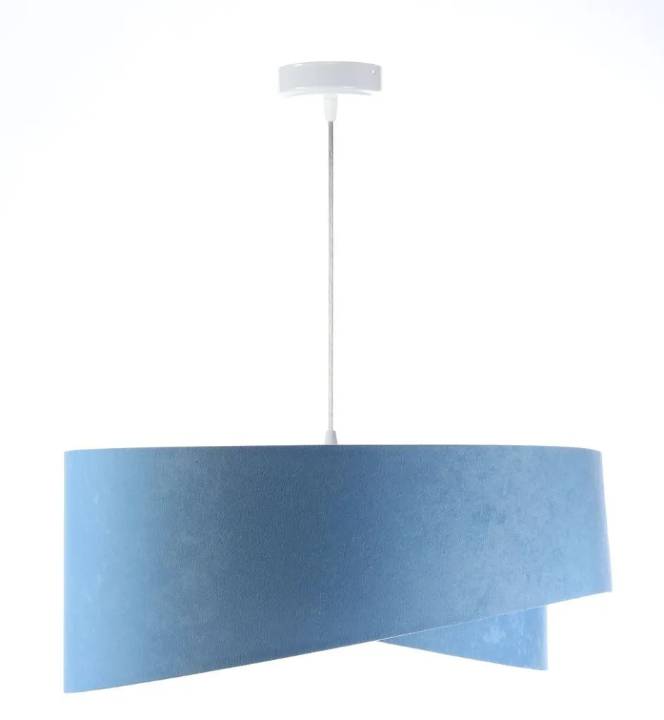 BPS Koncept Hängeleuchte rund D: 50 cm E27 Blau Gold Stoff Velours Optik< Bürolampen|Schlafzimmer Lampen