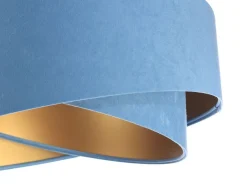 BPS Koncept Hängeleuchte rund D: 50 cm E27 Blau Gold Stoff Velours Optik< Bürolampen|Schlafzimmer Lampen
