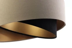 BPS Koncept Hängeleuchte rund D: 50 cm E27 Stoff Beige Schwarz Gold< Wohnzimmerlampen|Schlafzimmer Lampen