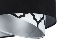 BPS Koncept Hängeleuchte rund D: 50 cm Stoff Velours Optik Schwarz Weiß< Hängelampen|Bürolampen