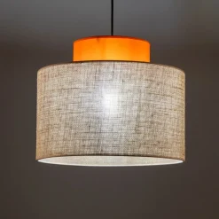 Wohnzimmerlampen|Stofflampen*TK Lighting Hängeleuchte rund E27 Ø 38 cm H: max. 170 cm Jute Stoff