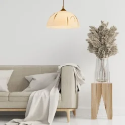 Hängelampen|Esszimmer Lampen*Lamkur Hängeleuchte Rund Gold Retro Esstisch Glas Lampe