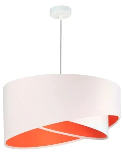 BPS Koncept Hängeleuchte rund Groß Weiß Orange Stoff Esstisch< Moderne Lampen|Wohnzimmerlampen